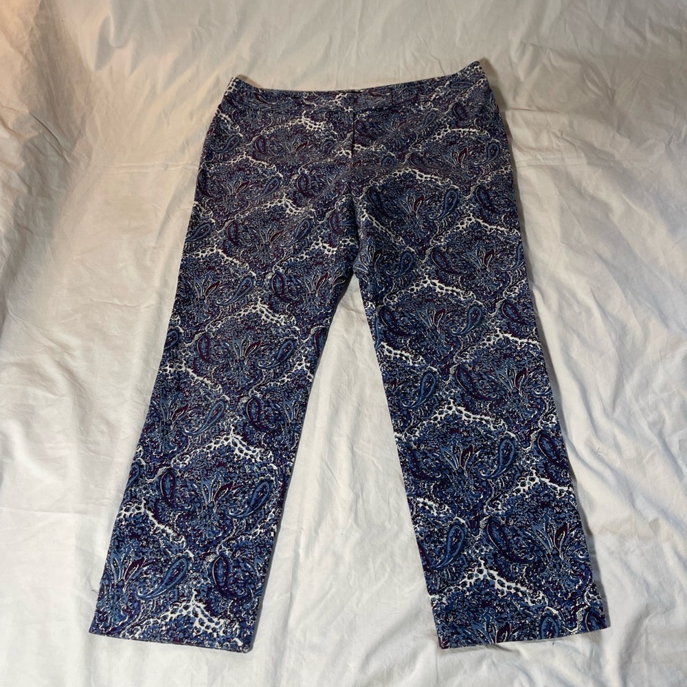 Talbots blue paisley crop pants size 10P